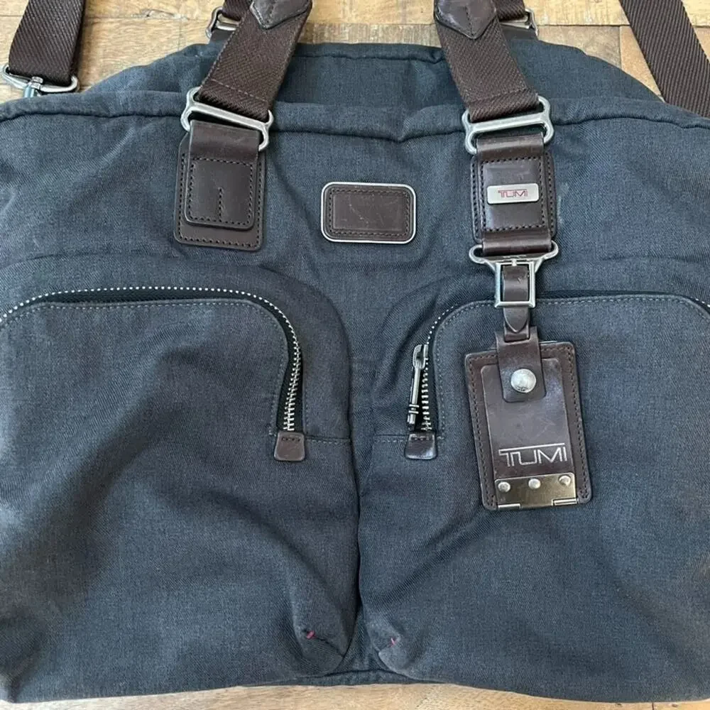 TUMI 2234OATH Alpha Bravo Everett Briefcase Weekend Bag Canvas Leather Navy
